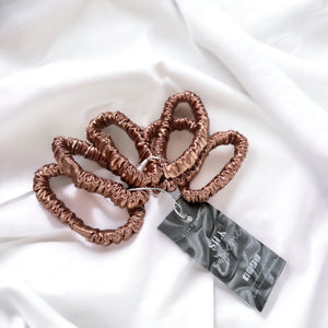 Skinny 100% Pure Silk Hair Ties - Rose Gold