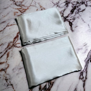 Zipper Premium Silk Pillowcase Pair - Silver