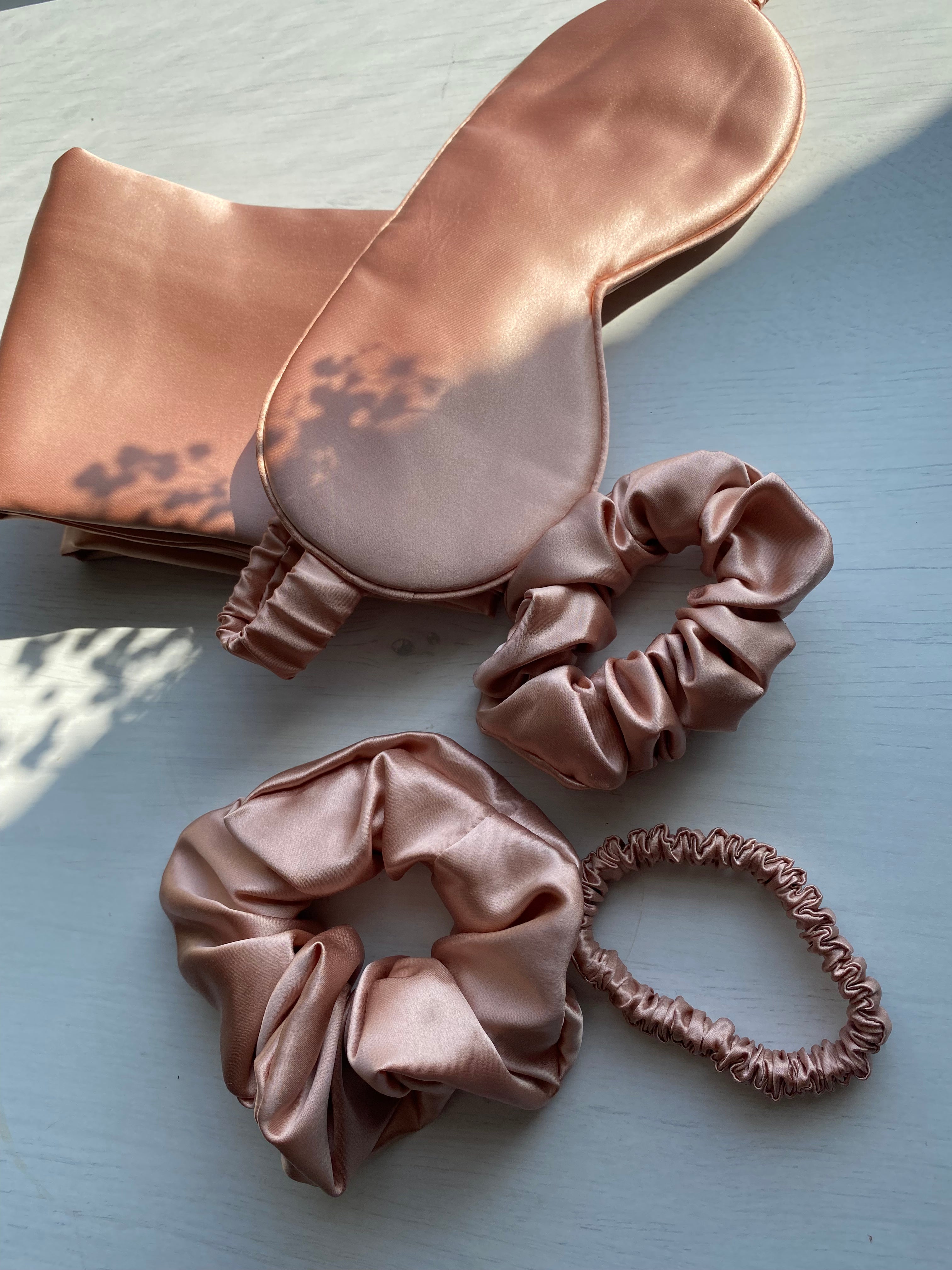 Large 100% Pure Silk Hair Ties - Rose Gold