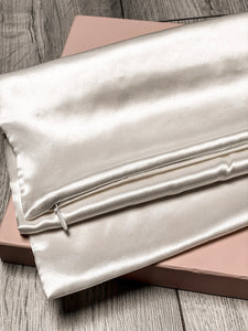 Zipper Premium Silk Pillowcase Pair - Ivory White