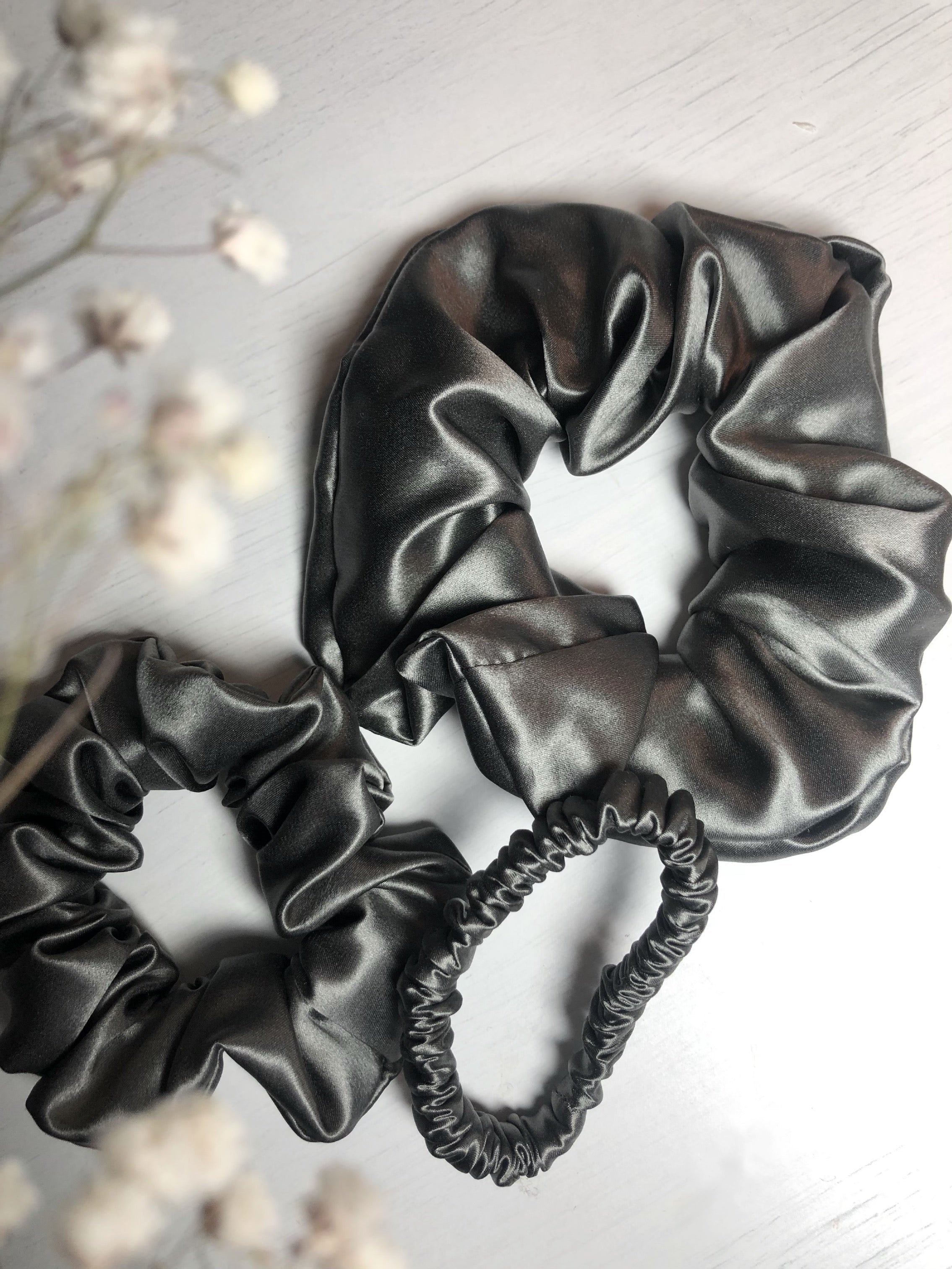 Grey Pure Mulberry Silk Scrunchie - Set of 3