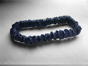 Skinny 100% Pure Silk Hair Ties - Navy