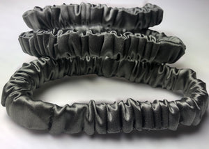 Skinny 100% Pure Silk Hair Ties - Charcoal Grey