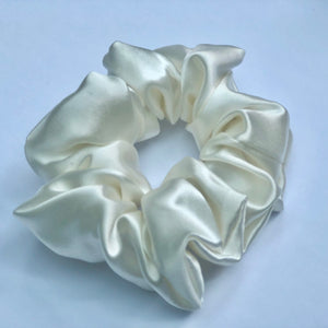 Medium 100% Pure Silk Hair Ties - Ivory White