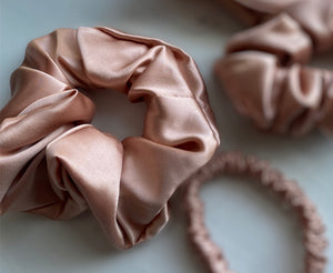 Large 100% Pure Silk Hair Ties - Rose Gold