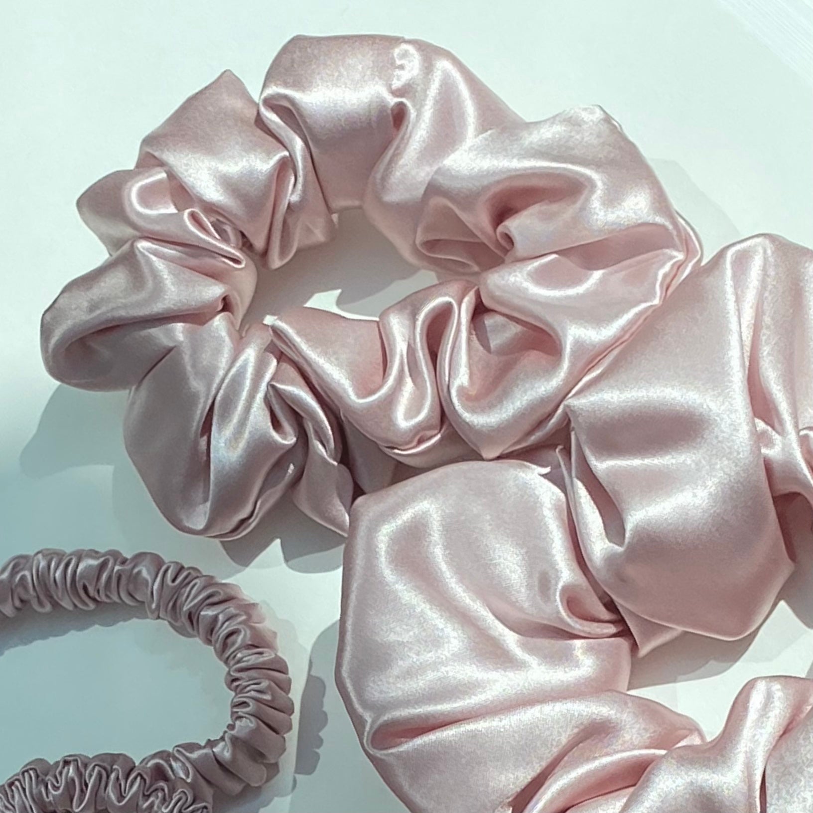 Pink Pure Mulberry Silk Scrunchie - Set of 3