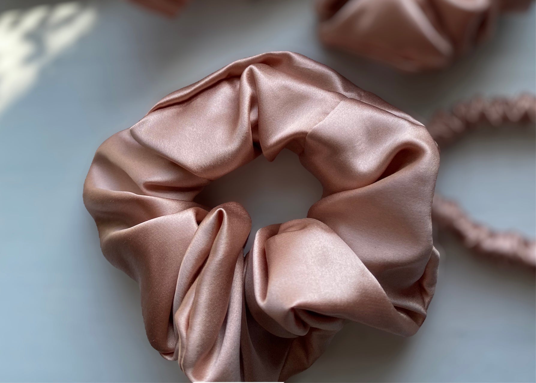 Large 100% Pure Silk Hair Ties - Rose Gold