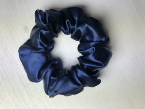 Medium 100% Pure Silk Hair Ties - Navy