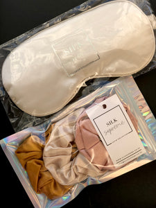 Nude Satin Scrunchie and Sleeping Mask Gift Set