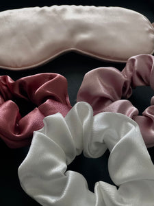 Pastel Satin Scrunchie and Sleeping Mask Gift Set